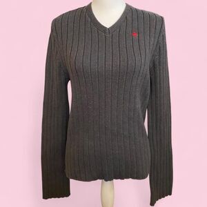 Abercrombie & Fitch Gray V Neck Sweater with Long Sleeves